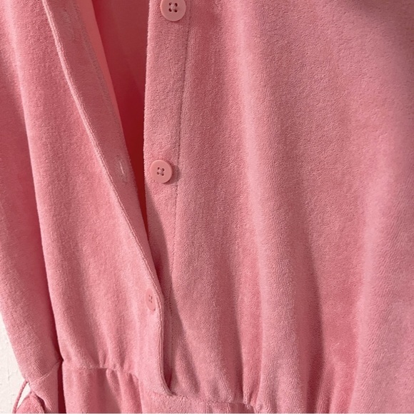 H & M Women’s Small Pink Terry Cloth Romper Shorts Playsuit Robe Coverup EUC - Picture 5 of 11